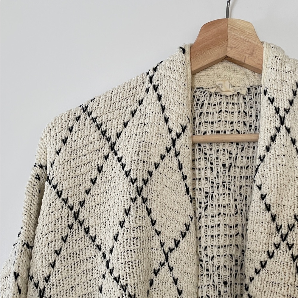 Eileen Fisher Cream and Black Patterned Cardigan - Picture 7 of 8